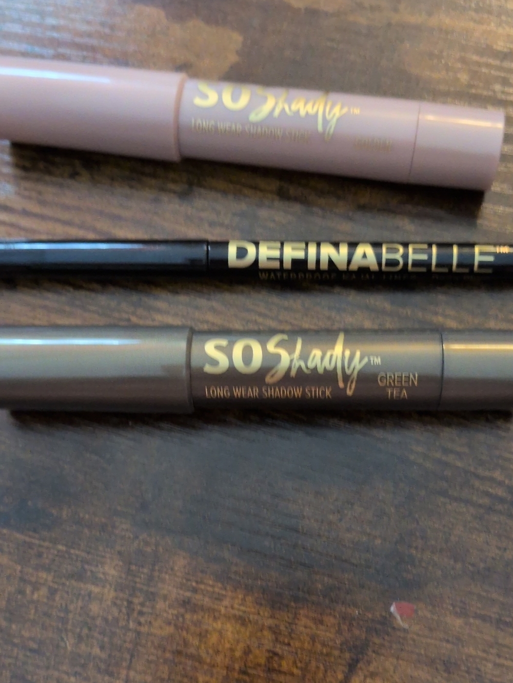 BELLE Beauty Long Wear Shadow Sticks Bundle  Green Tea, Golden, Eyeliner Plum